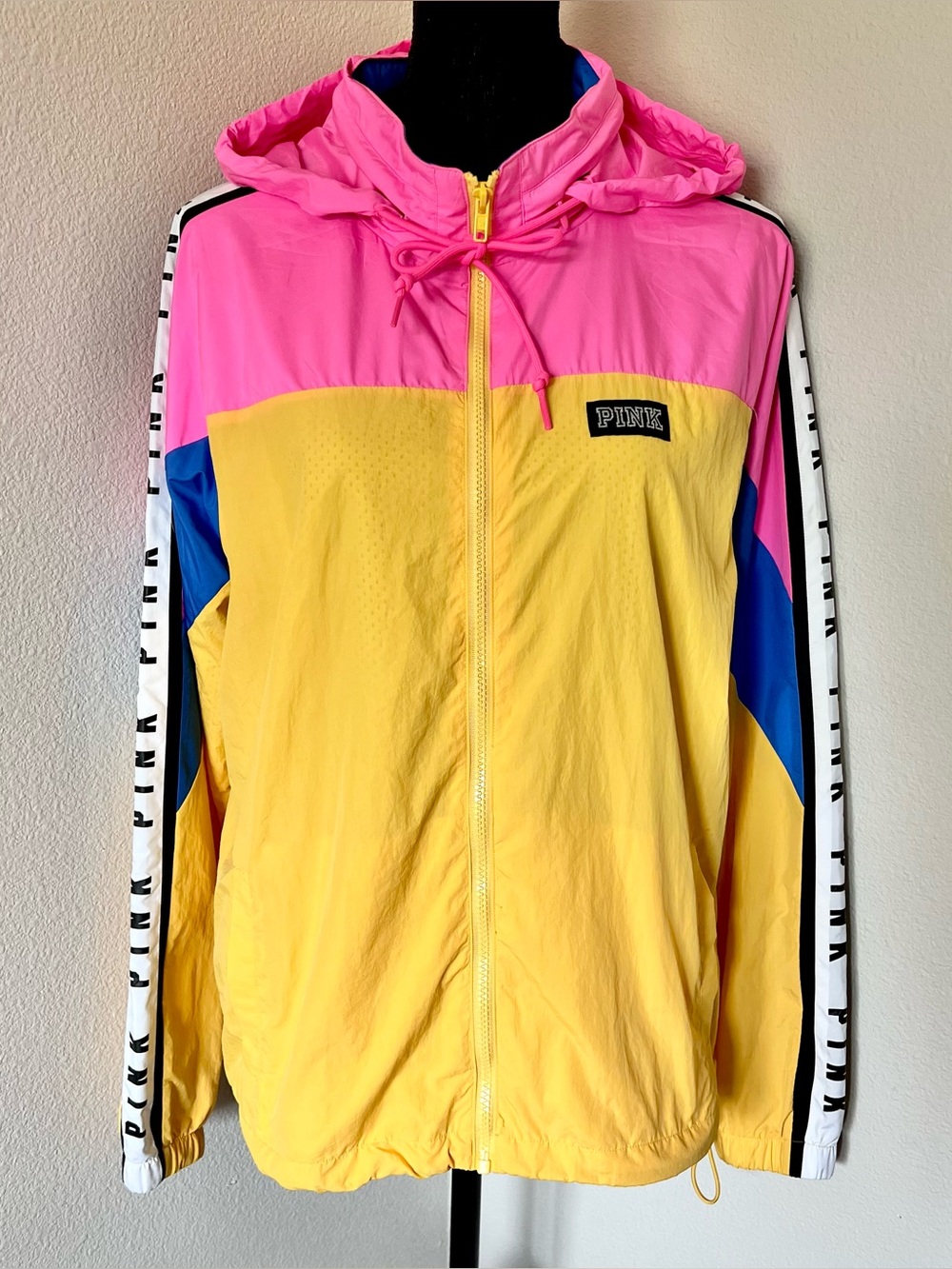 NEW • VS PINK Color-block Windbreaker in Yellow, Pink, & Blue •